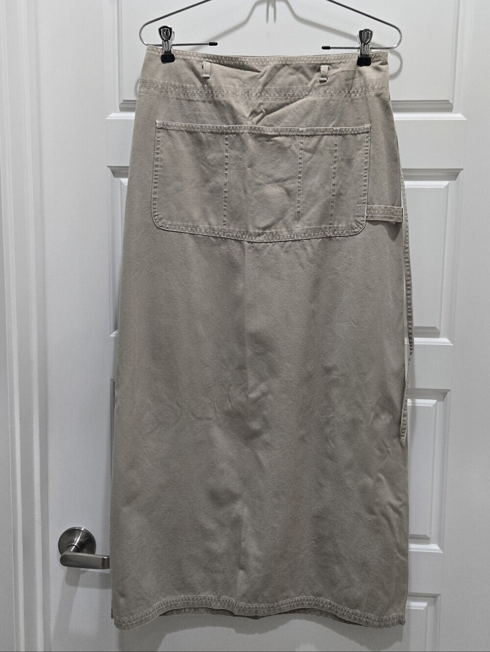 VINTAGE Y2K AMERICAN EAGLE COTTON KHAKI WRAP MAXI SKIRT WOMEN 6 BIB FRONT AEO